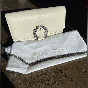 Jimmy Choo Buckle Lambskin Wallet with Chain - NEW